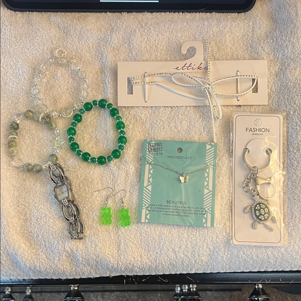Green and Silver Jewelry Bundle